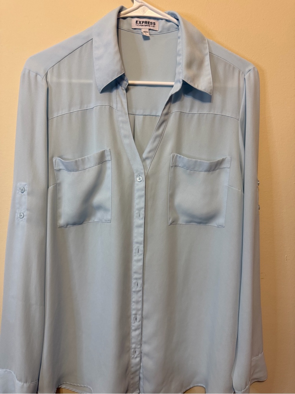 Express Light Blue Women's Button-Down Blouse